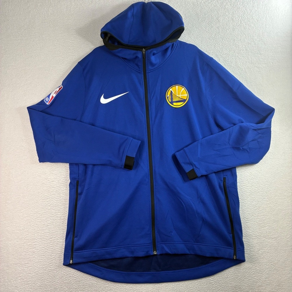 Nike Golden State Warriors Full Zip Hoodie Men 2XL Blue NBA Showtime Therma Flex